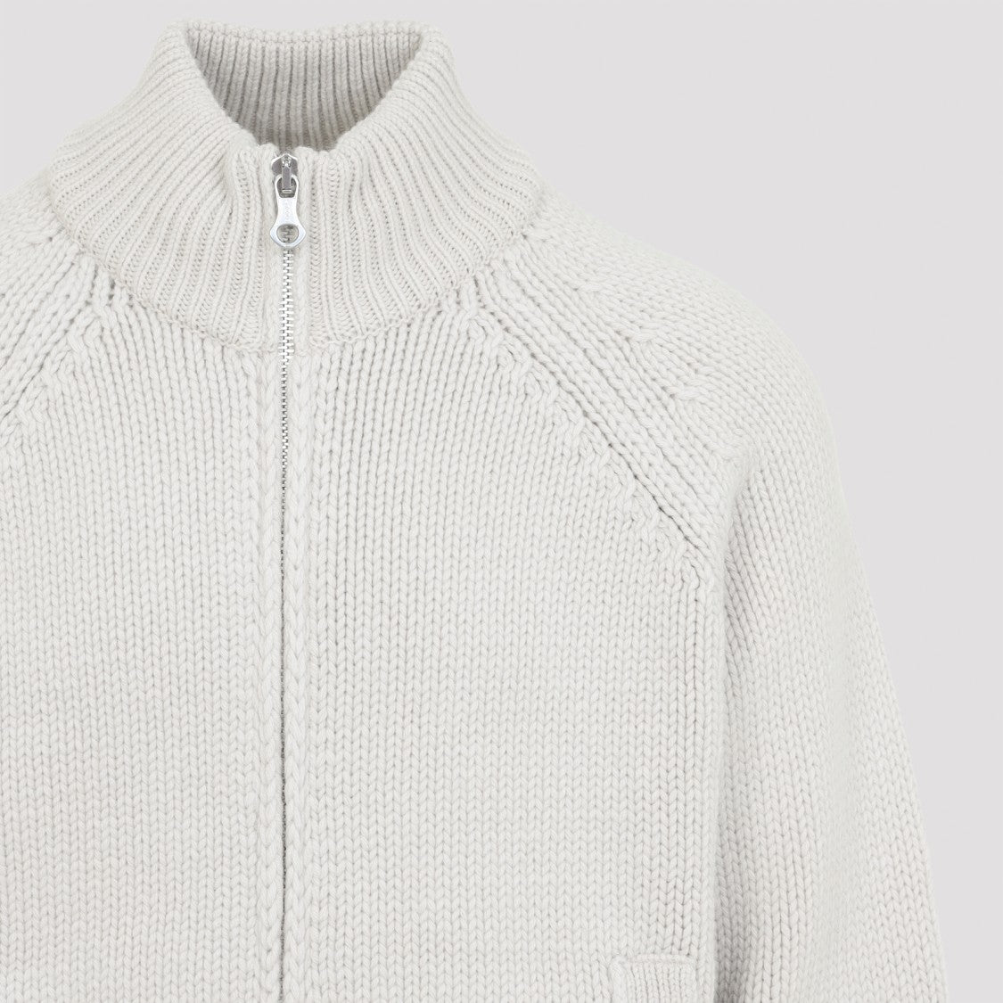 Our Legacy Bone White Extrafine Merino Wool Ultra Zip Cardigan