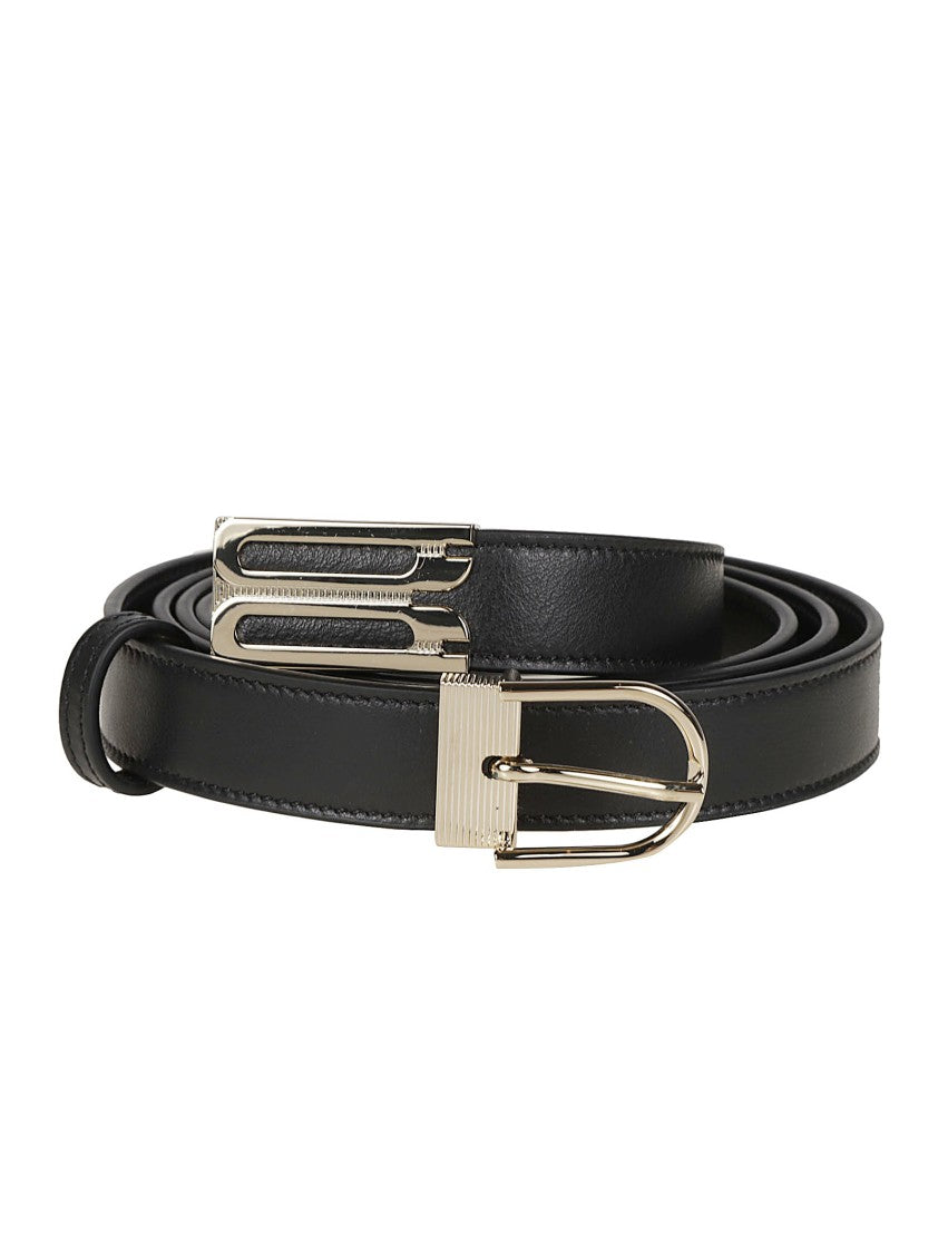 Victoria Beckham Dorian B Finite Narrow Calf Leather Belt