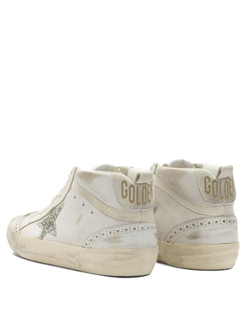 Golden Goose Leather Glitter Mid Star Sneakers