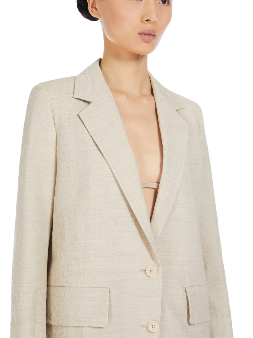 Max Mara Oversized Beige Blazer With Notched Lapel