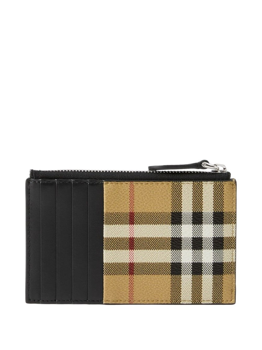 Burberry Check Pattern Coinholder With Top Zip Fastening