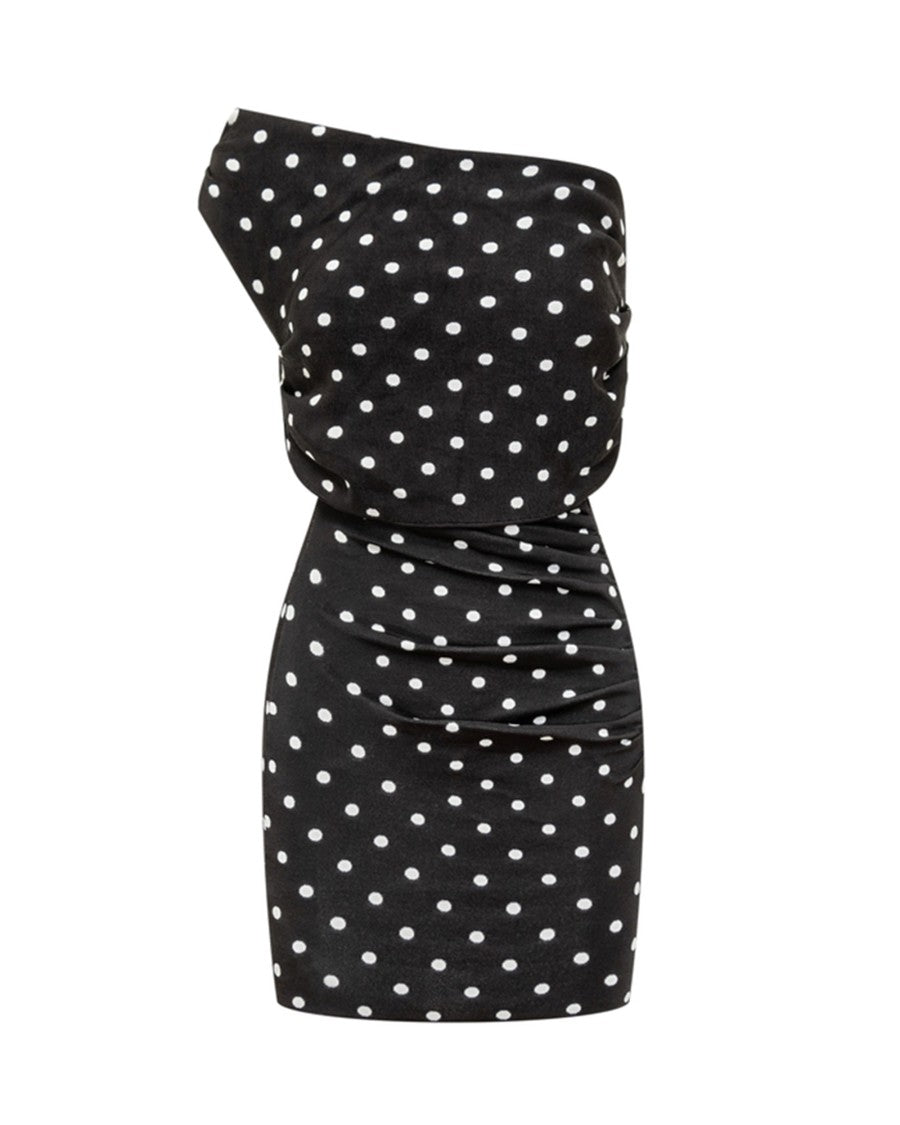Self-Portrait Draped Knit Mini Dress With Neckline