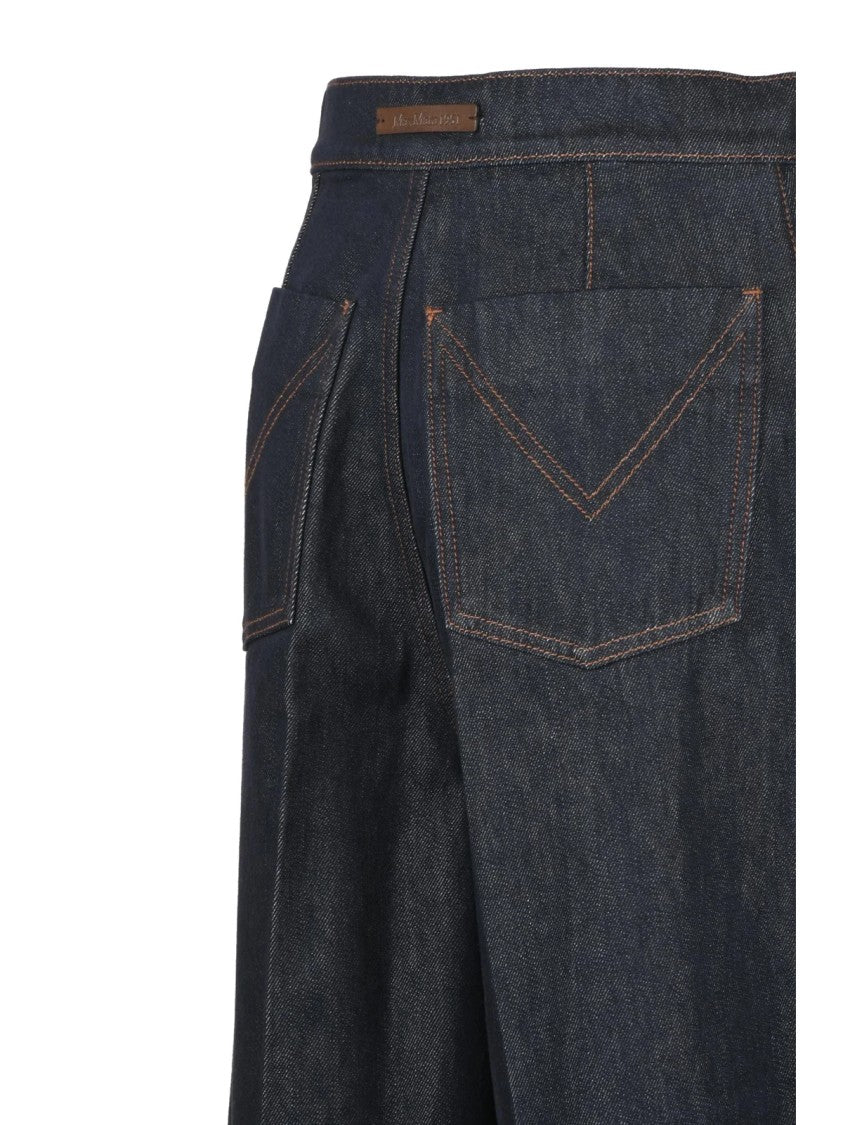 Max Mara Dark Indigo Cotton Wide-Leg Jeans