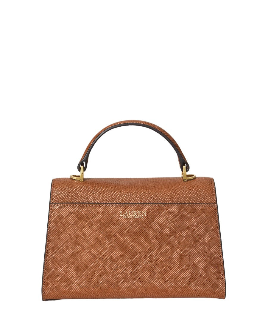Lauren Ralph Lauren Structured Tan Cow Leather Satchel