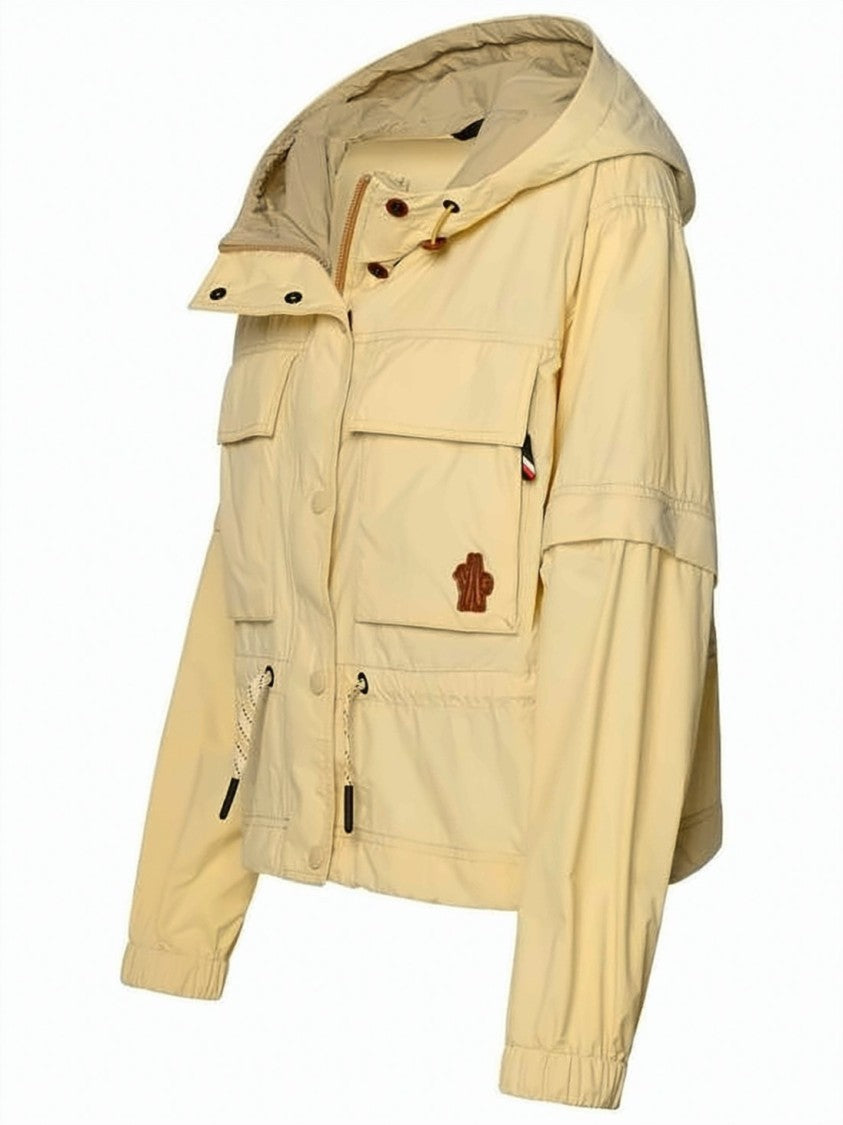 Moncler Cropped Polyamide Jacket With Hood And Multiple Pockets