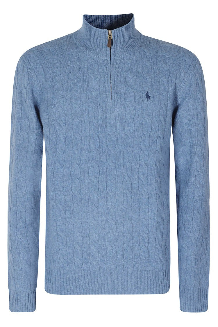 Polo Ralph Lauren Blue Borage Cable Knit Wool-Cashmere Pullover Sweater