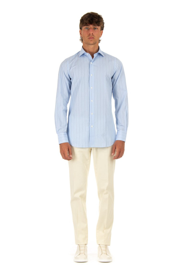 Finamore Striped Poplin Tailored Shirt Milano Line