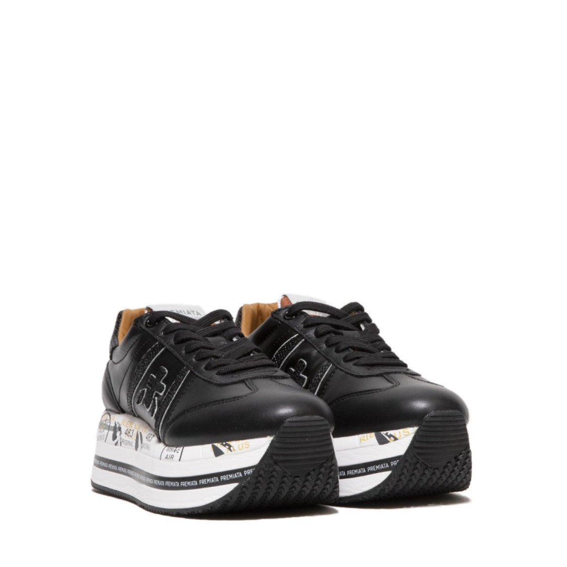 Premiata Beth Sneaker In Black Leather And Nylon