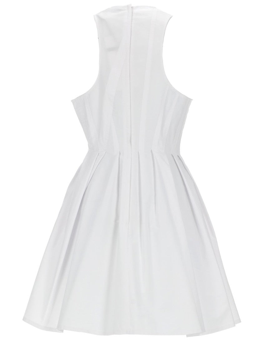 Sportmax Sleeveless White Mini Dress With Flared Pleated Skirt