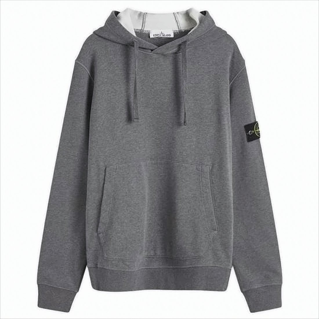 Stone Island Mid-Grey Cotton Hoodie With Signature Patch