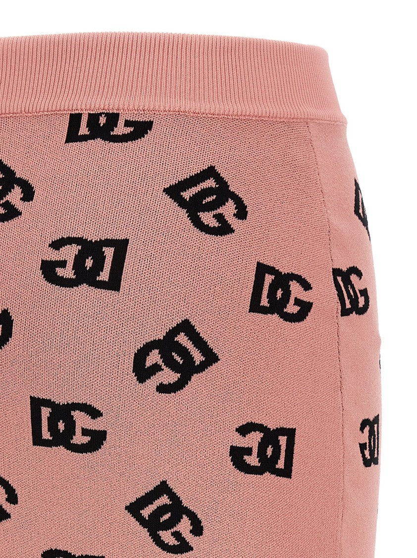 Dolce & Gabbana High-Waist Sheath Skirt With Dg Jacquard Logo