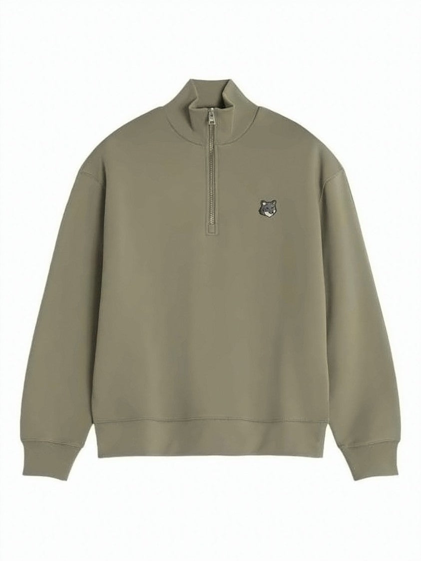 Maison Kitsuné Half-Zip Sweatshirt With Embroidered Fox Head