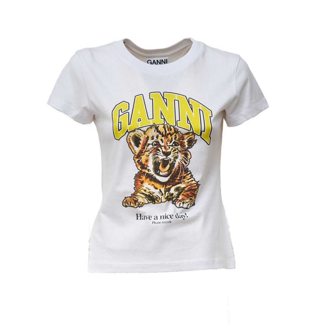 Ganni Basic Cotton Tiger Stamped T-Shirt