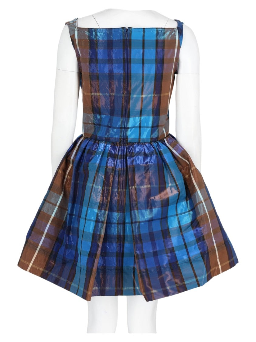 Vivienne Westwood Plaid Blue Mini Dress With Fitted Bodice