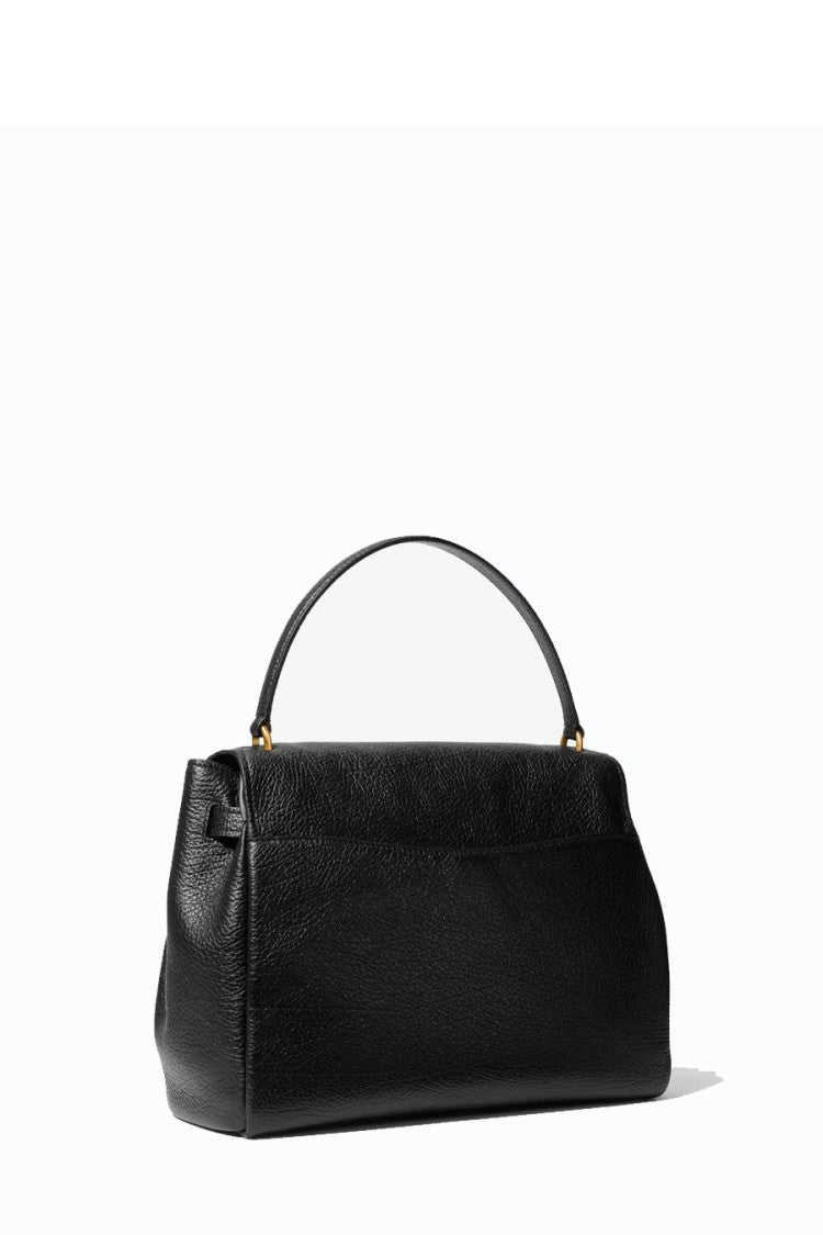 Michael Kors Black Padlock Hardware Leather Satchel