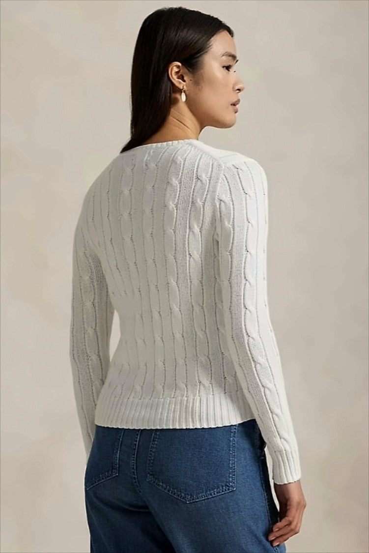 Polo Ralph Lauren Crew Neck Sweater In Cable Knit Cotton