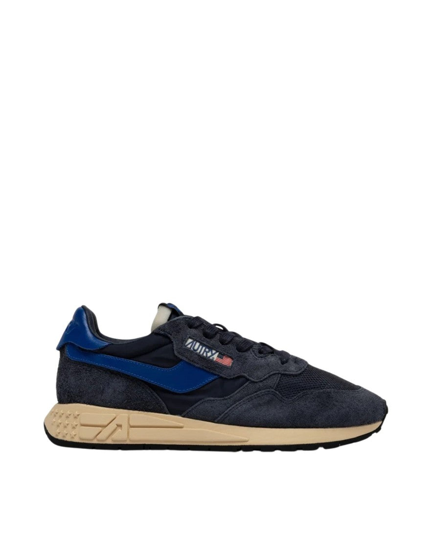 Autry White Suede Leather Blue Accent Low-Top Sneakers