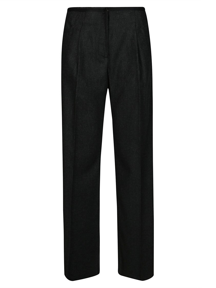 8Pm Tailored Black Trousers With Subtle Herringbone Pattern