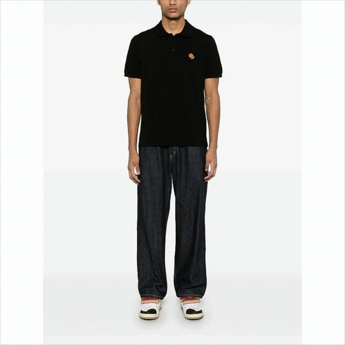 Kenzo Short-Sleeve Polo Shirt With Embroidered Flower Detail