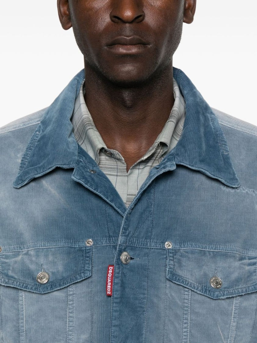 Dsquared2 Blue Button Flap Pocket Denim Jacket