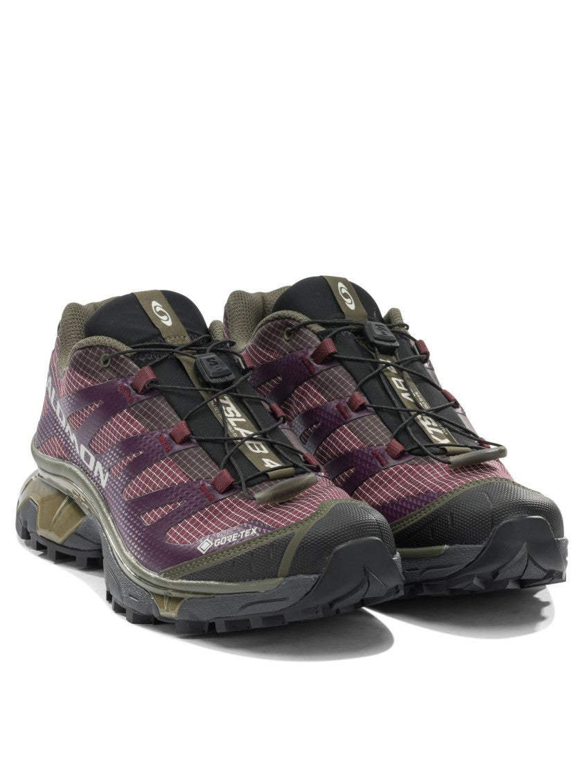 Salomon Deep Purple Sneakers With Olive Green Overlays And Quick-Lace System