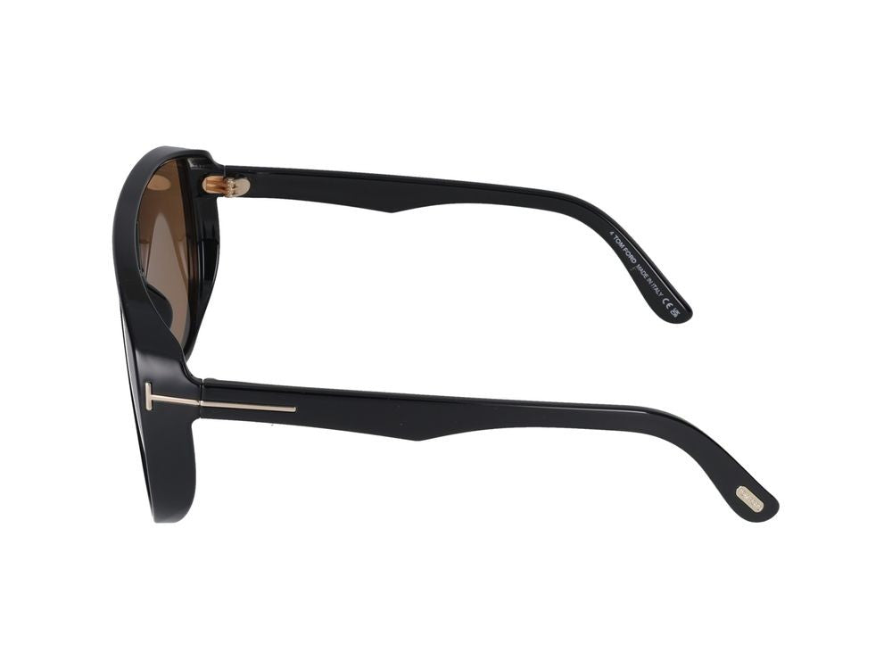 Tom Ford Brown Injected Oversized Shield Sunglasses