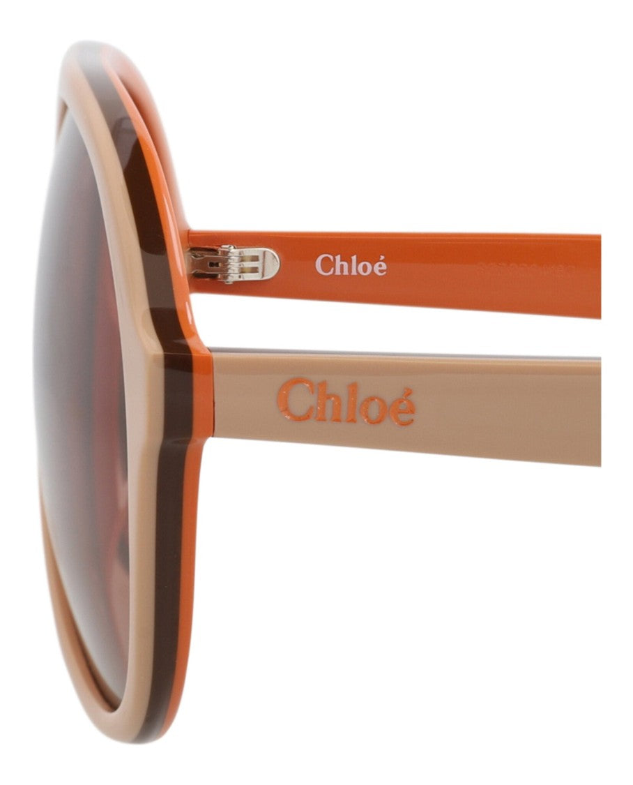 Chloé Aviator-Frame Recycled Acetate Sunglasses With Saddle Nose Bridge