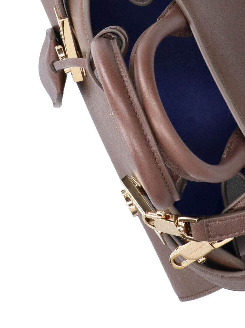 Ferragamo Brown Hug Xs Calf Leather Structured Handbag