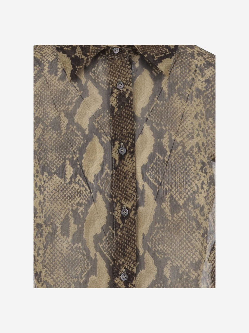 Aspesi Python-Print Silk Shirt