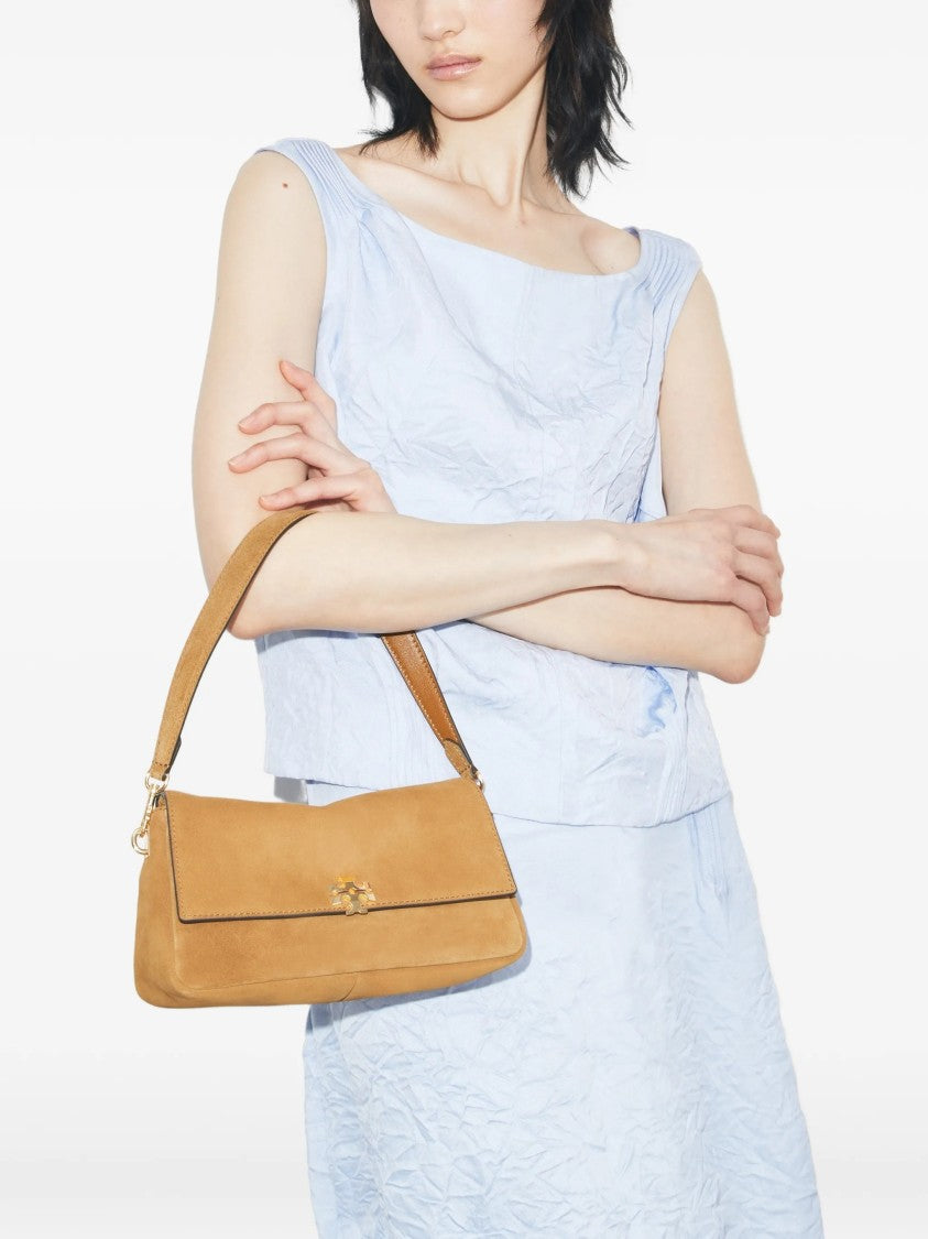 Tory Burch Brown Charlie Small Suede Shoulder Bag