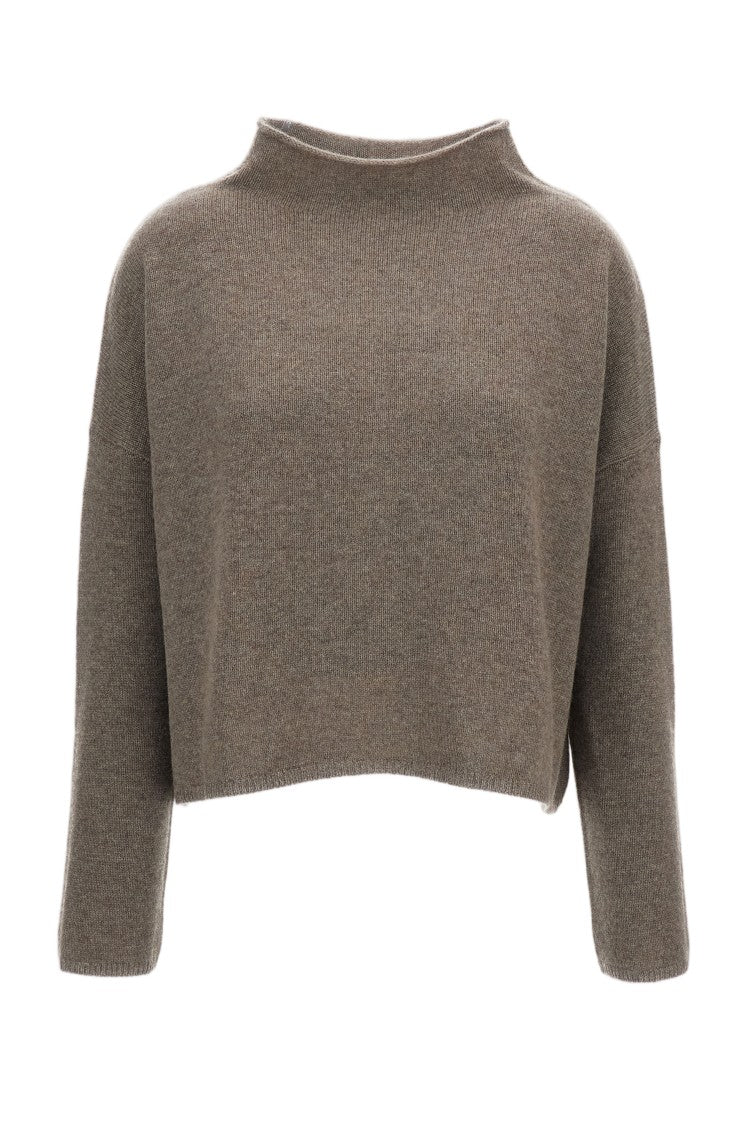 Lisa Yang Beige Sandy Cashmere Mock-Neck Sweater