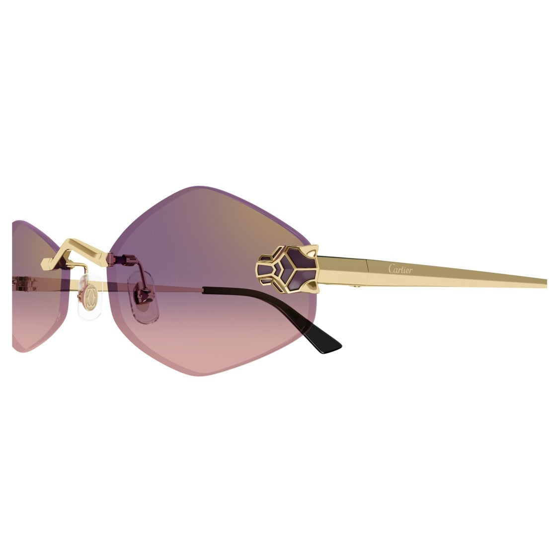 Cartier Rimless Hexagonal Gradient Sunglasses With Panther Motif