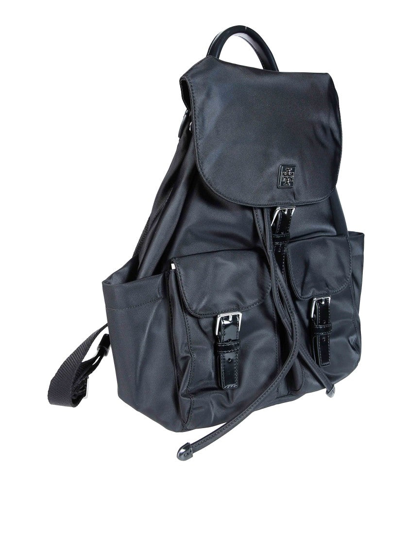 Tory Burch Black Virginia Nylon Flap Backpack