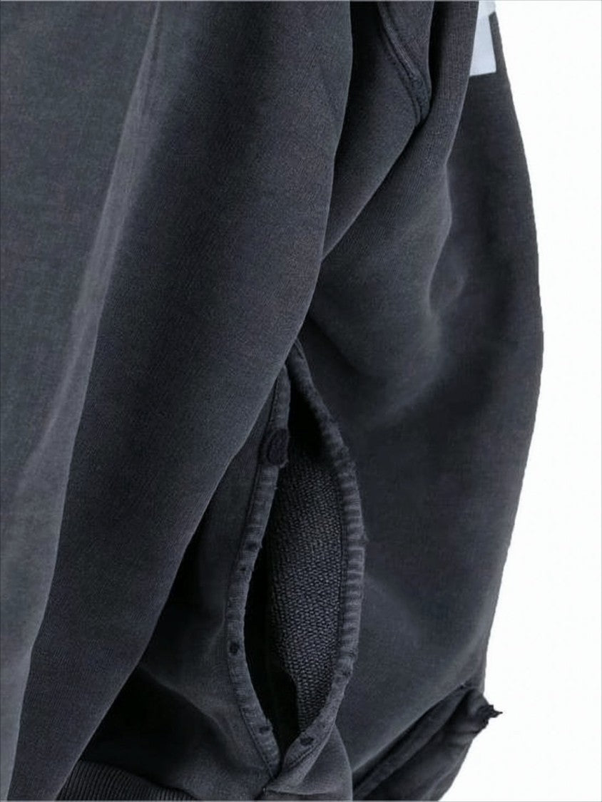 Balenciaga Cropped Hoodie With Drawstring Hood And Graphic Detailing