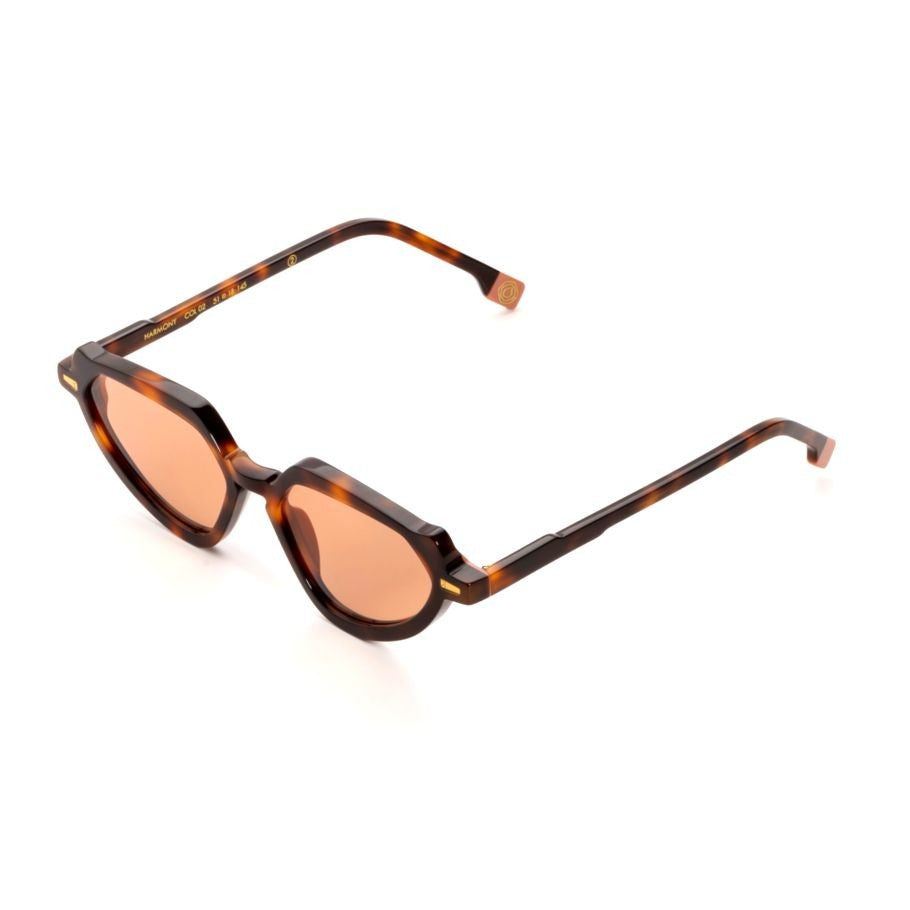Kyme Harmony Geometric Tortoiseshell Acetate Sunglasses With Amber Lenses