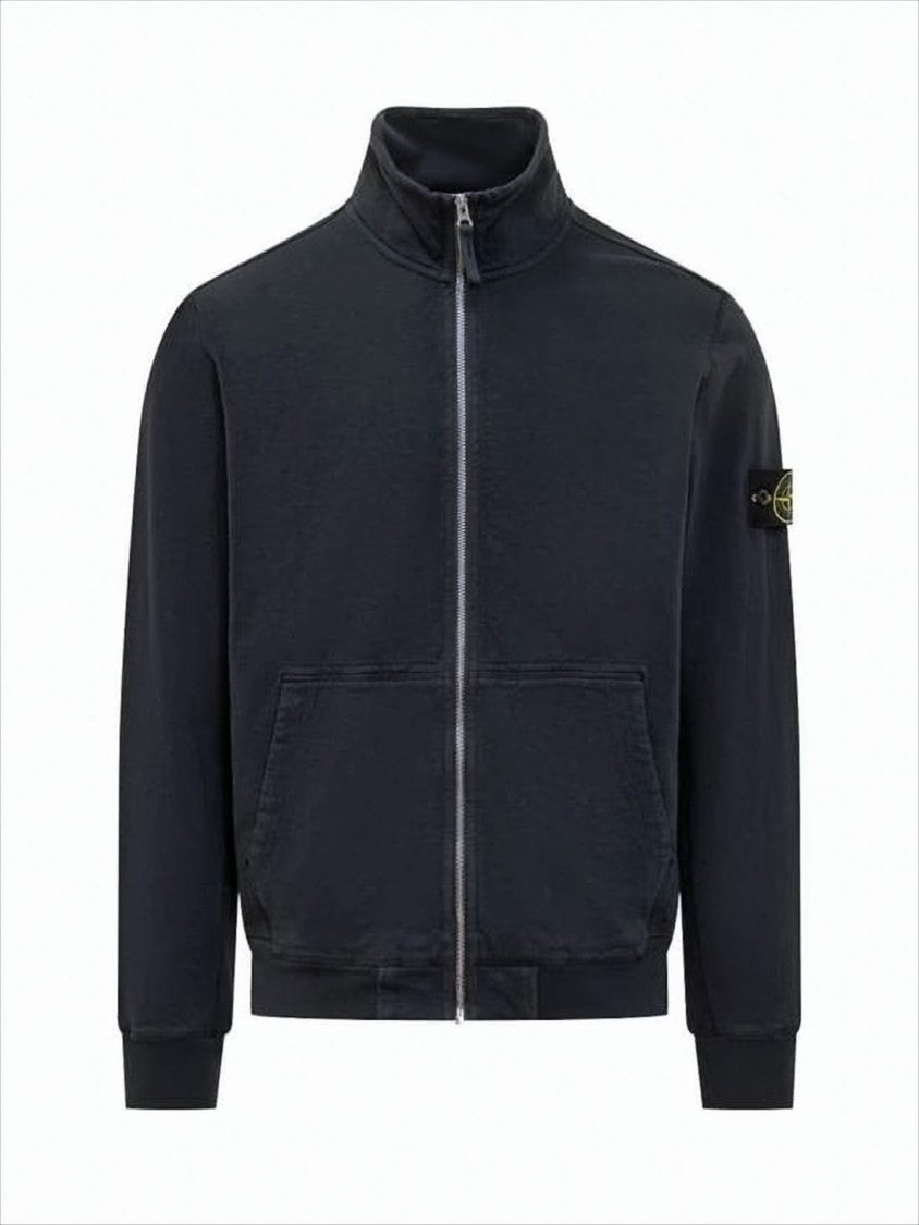 Stone Island Minimalist Black Jacket With Front Zipper