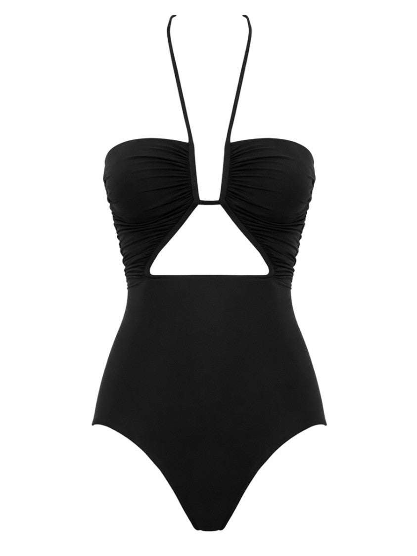 Rick Owens Black Bandeau Central Cutout One-Piece Swimsuit