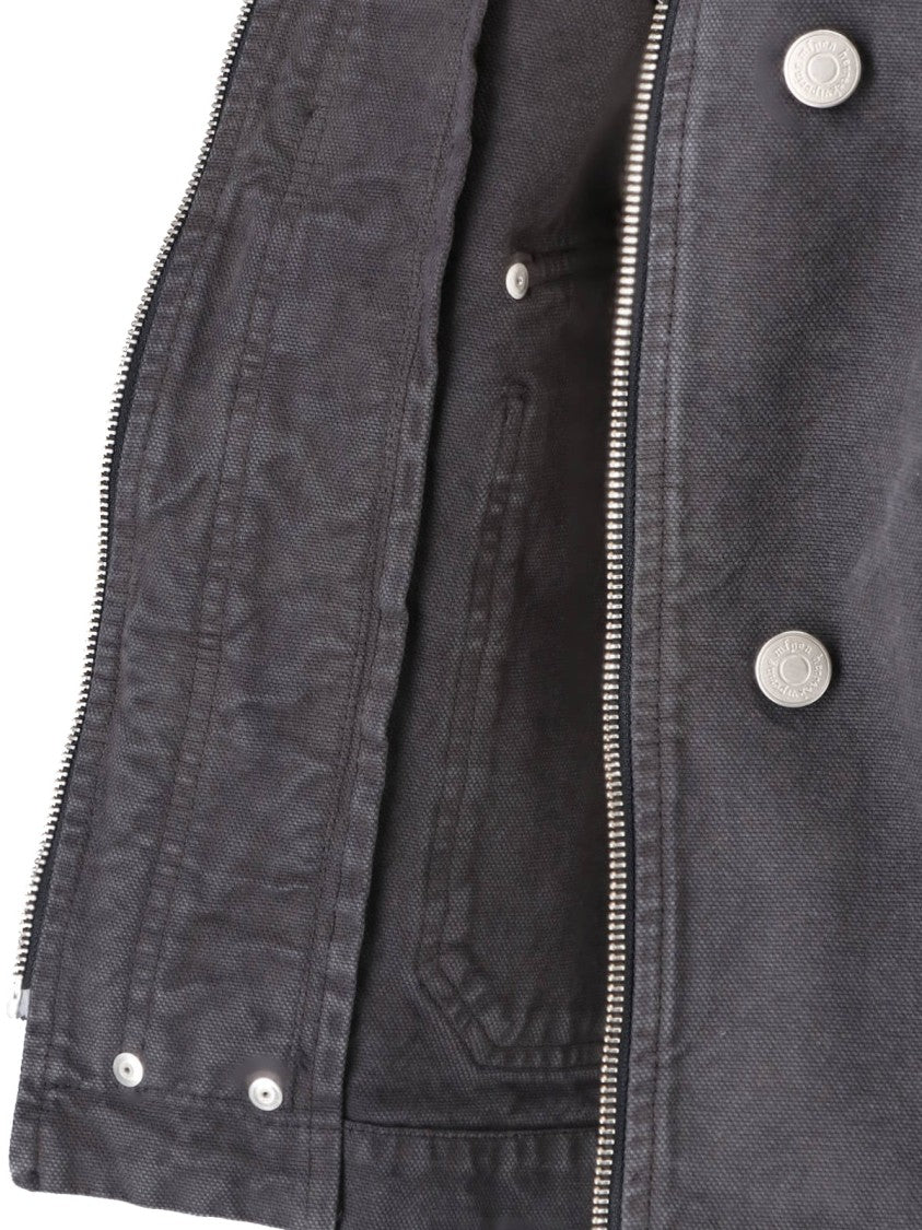 Mfpen Cropped Organic Cotton Jacket With Classic Collar And Dual Closure