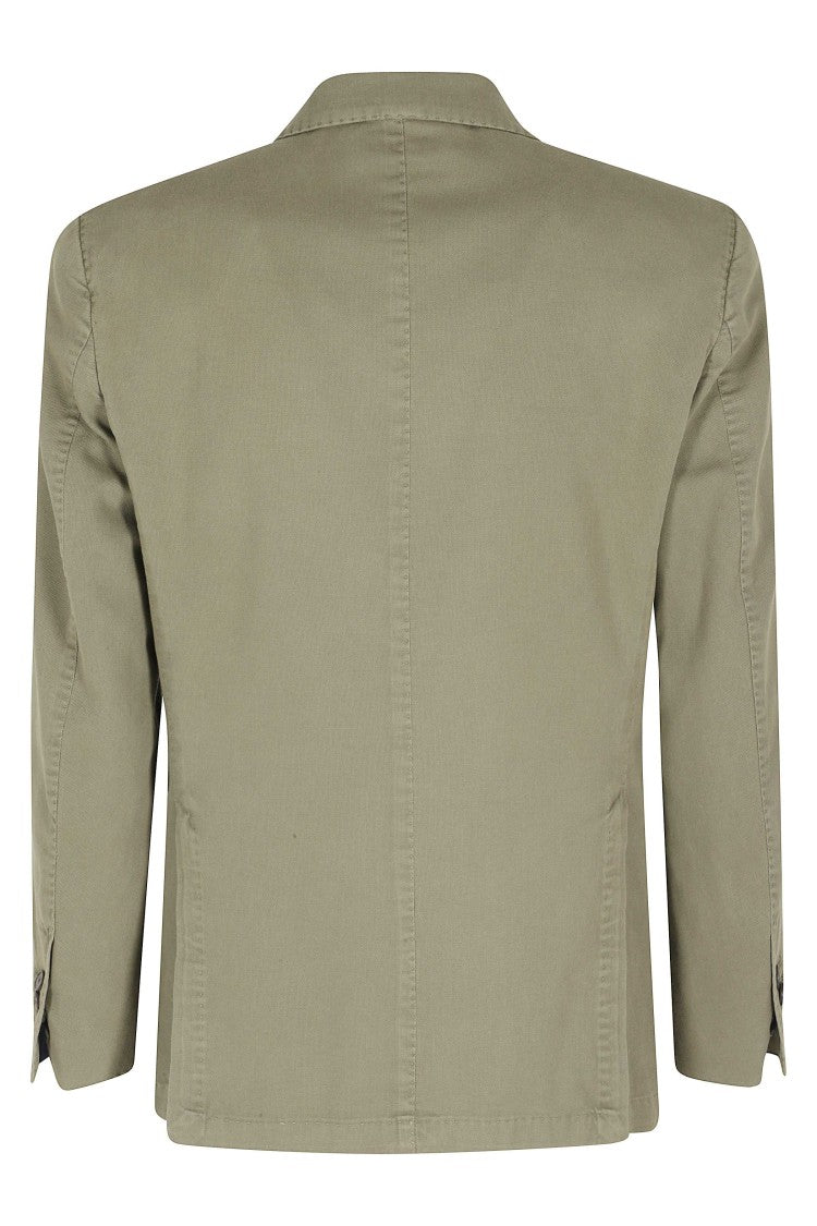 Santaniello Green Oxford Single-Breasted Cotton Jacket