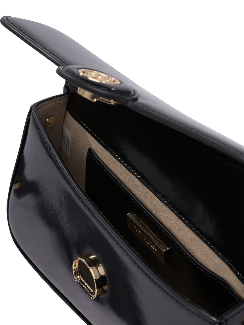 Tory Burch Glossy Black Leather Shoulder Bag