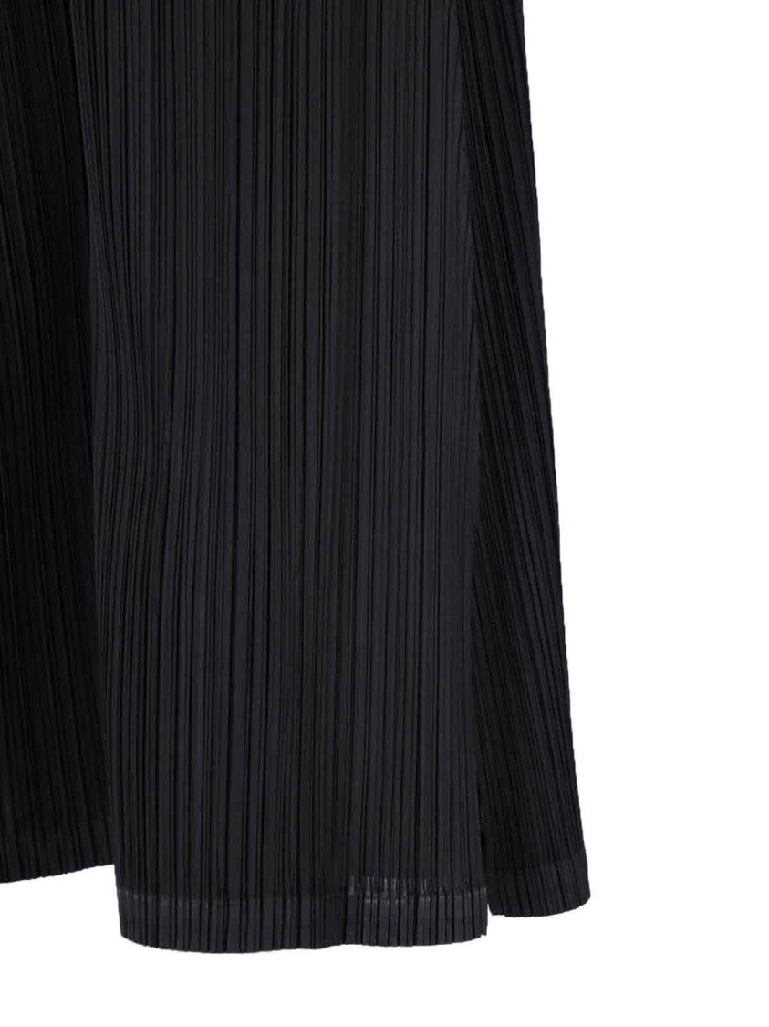 Pleats Please Wide-Leg Pleated Pants With Subtle Sheen