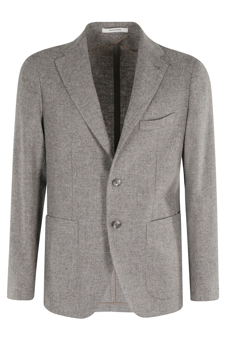 Tagliatore Cut-Off Turple One-Breasted Cashmere Blend Jacket