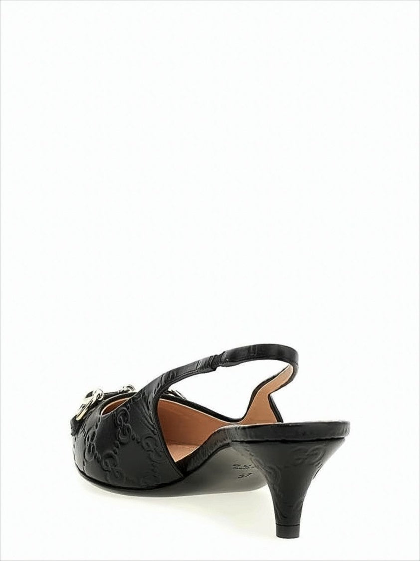 Gucci Pointed-Toe Slingback Pumps With Monogram Pattern