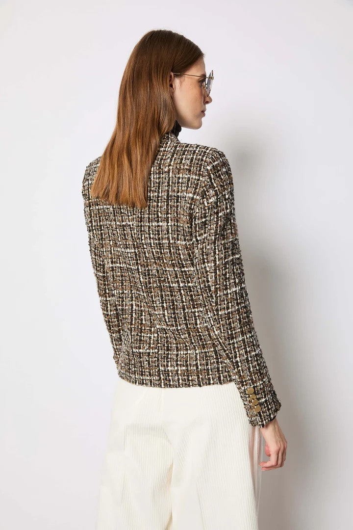 L.B.M. 1911 Double-Breasted Bouclé Tweed Jacket With Gold-Tone Buttons