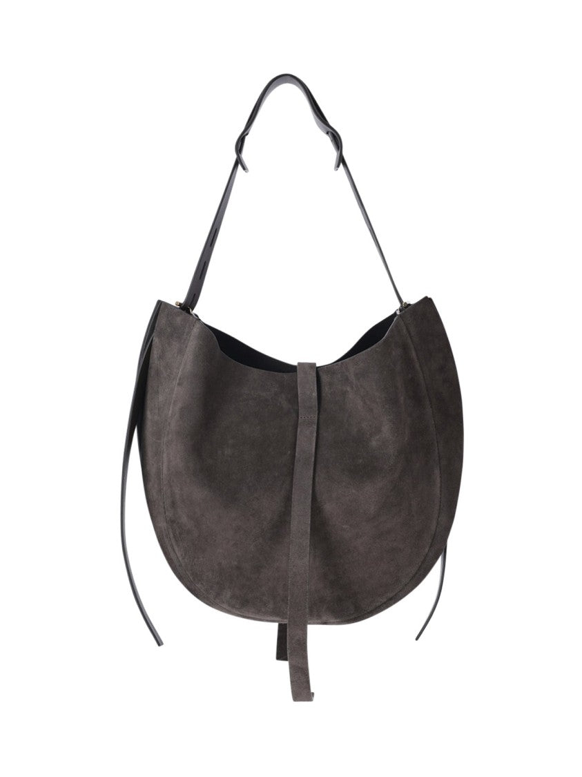 Minobossi Brown Liz Calfskin Suede Top-Handle Shoulder Bag