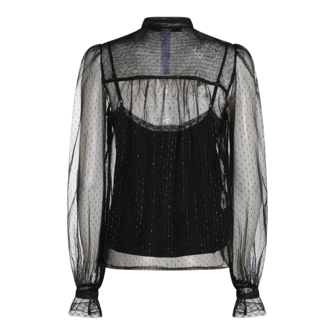 Twin-Set Black Sheer Lace Trim Blouse