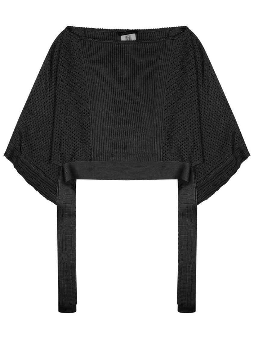 Alberta Ferretti Ribbed Textured Knitted Poncho