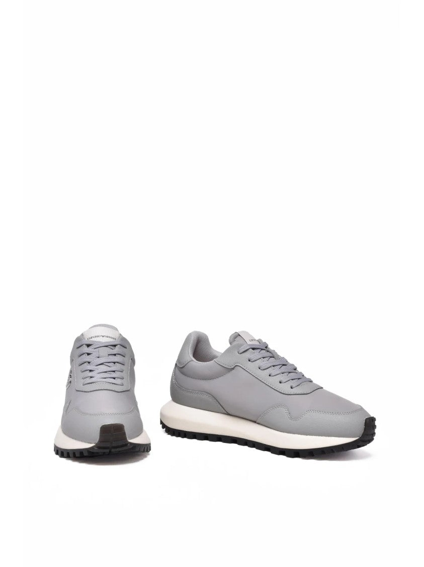 Emporio Armani Light Grey Polyamide Rubber Sneakers
