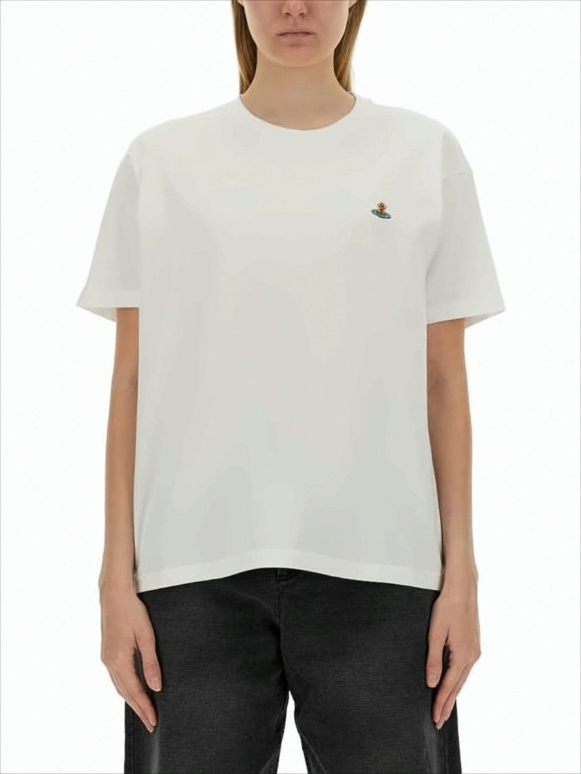 Vivienne Westwood Short-Sleeved Classic White T-Shirt With Embroidered Detail