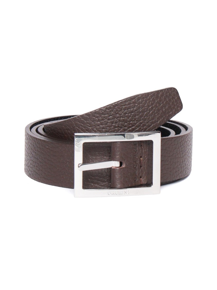 Claudio Orciani Textured Calf Rectangular Silver Belt